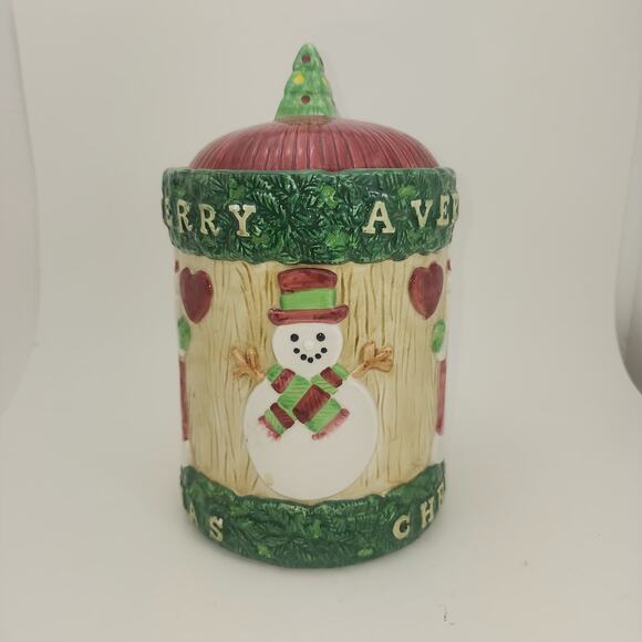 Fitz & Floyd Omnibus Cookie Jar A Very Merry Christmas Christmas Crafts Dillard - Picture 2 of 7